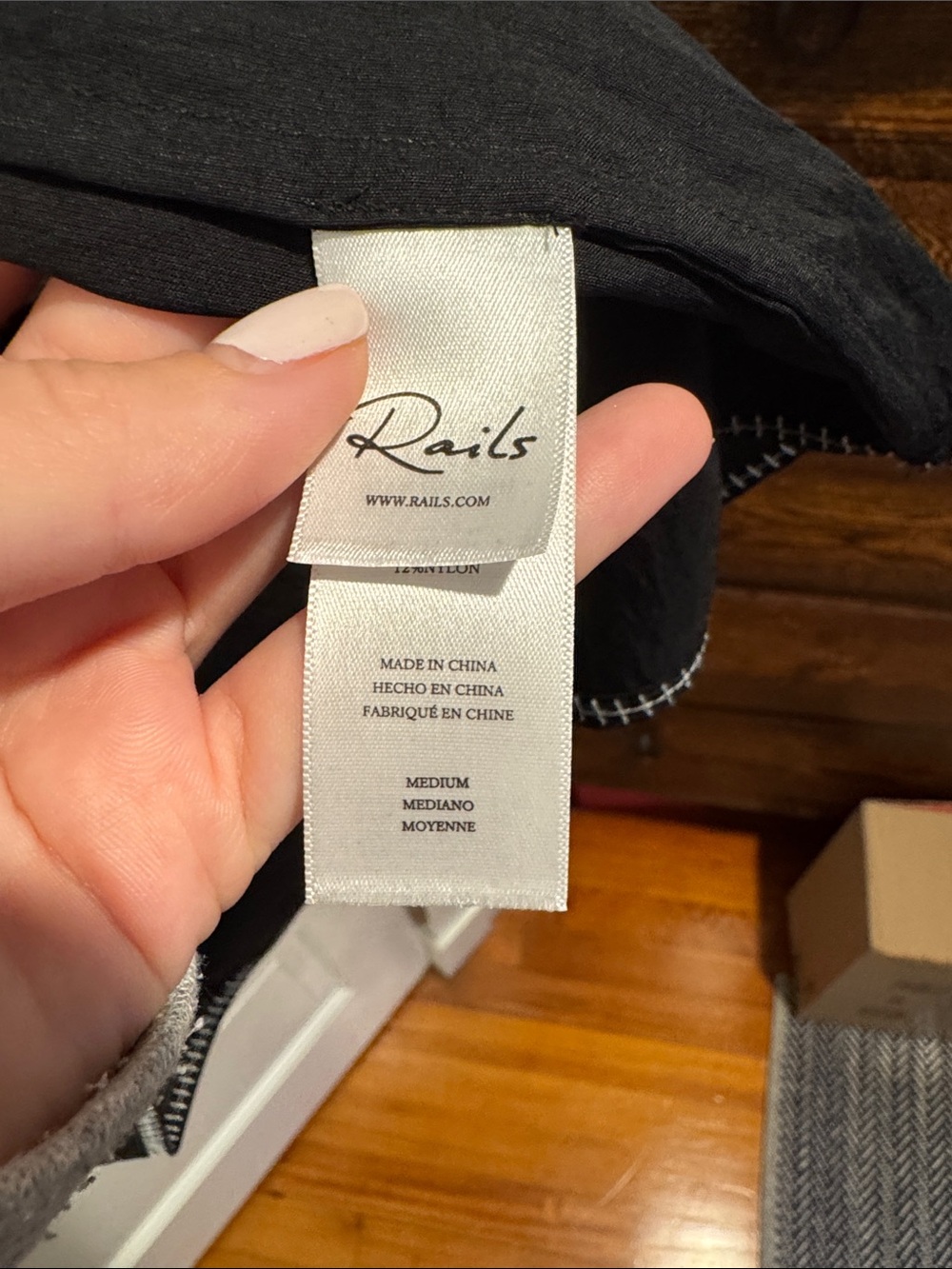 Rails Black Cotton Flutter Sleeve Top with White Stitching - Picture 3 of 5